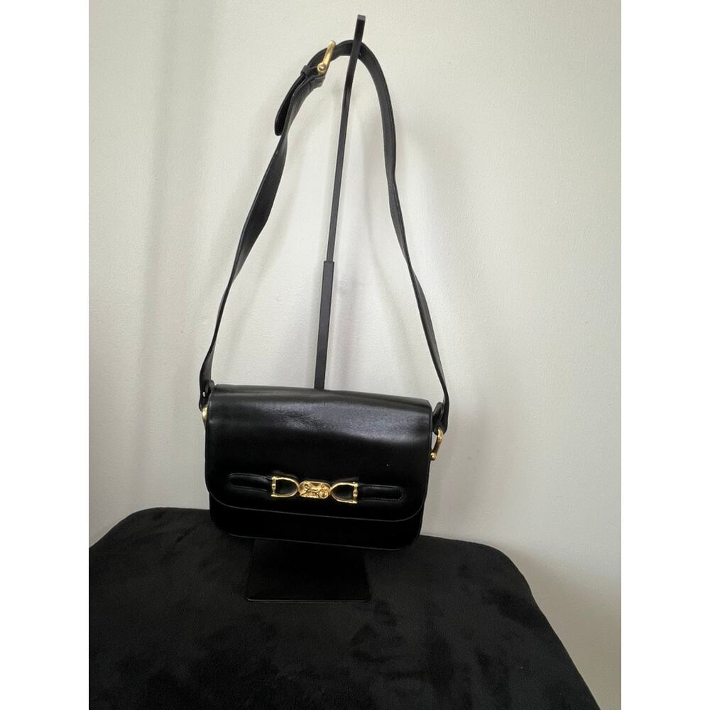 Vintage Celine Horsebit Sulky Black Leather Shoulder Bag Authenticated - Picture 2 of 15